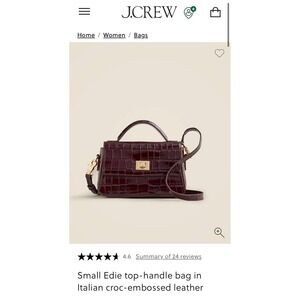 J.Crew Small Edie Top-Handle Bag Italian Croc-Embossed Leather Burgundy BX991